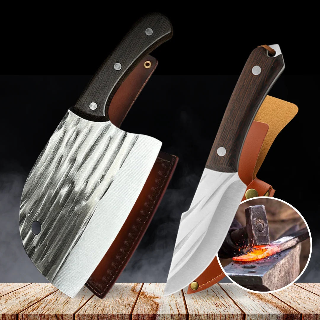 Combo Cuchillo Infinity y Cuchillo Bravus + 2 Fundas • Combo Premium™ Forjado a Mano