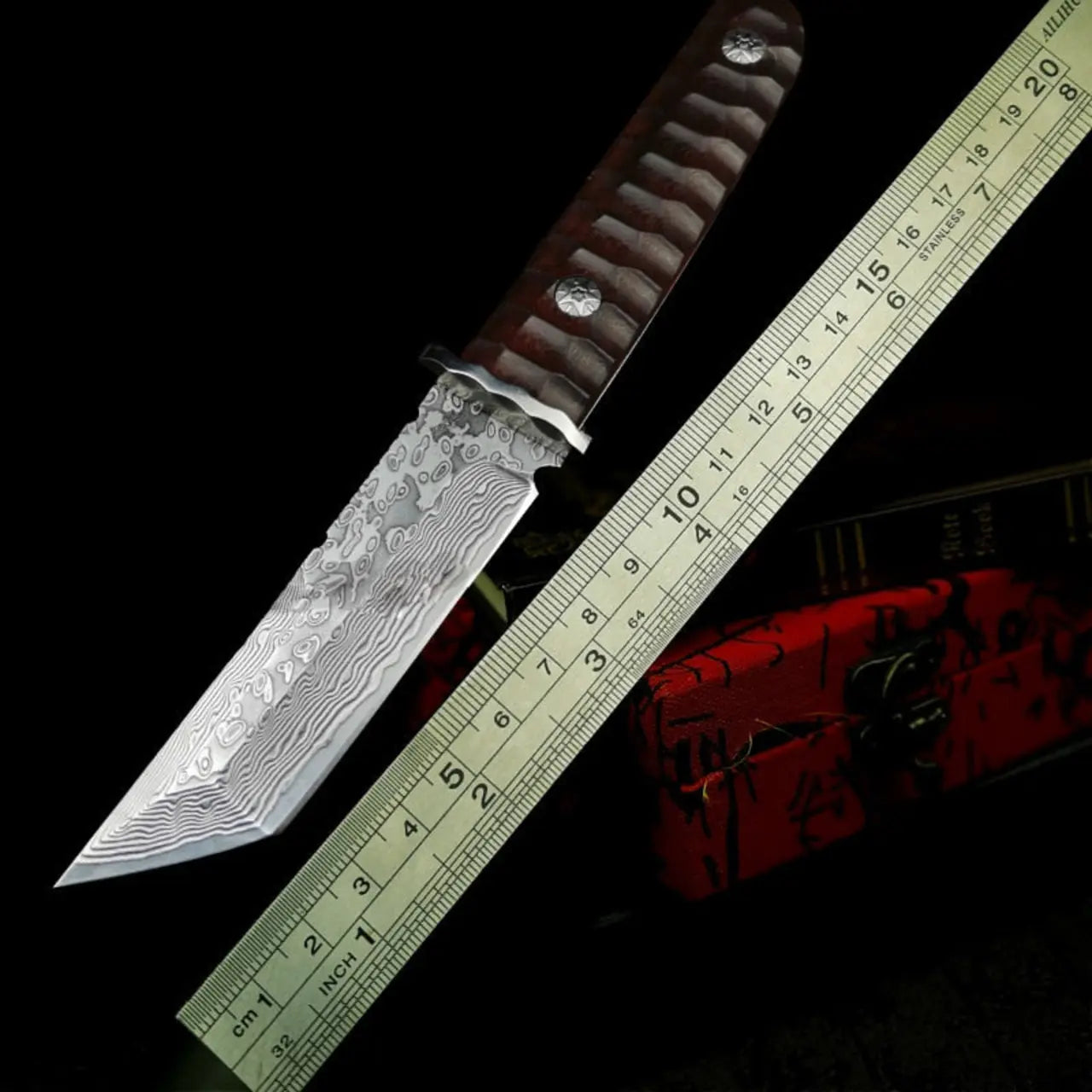 Cuchillo Artesanal Forjado a Mano en Acero Damasco • Funda Gratis
