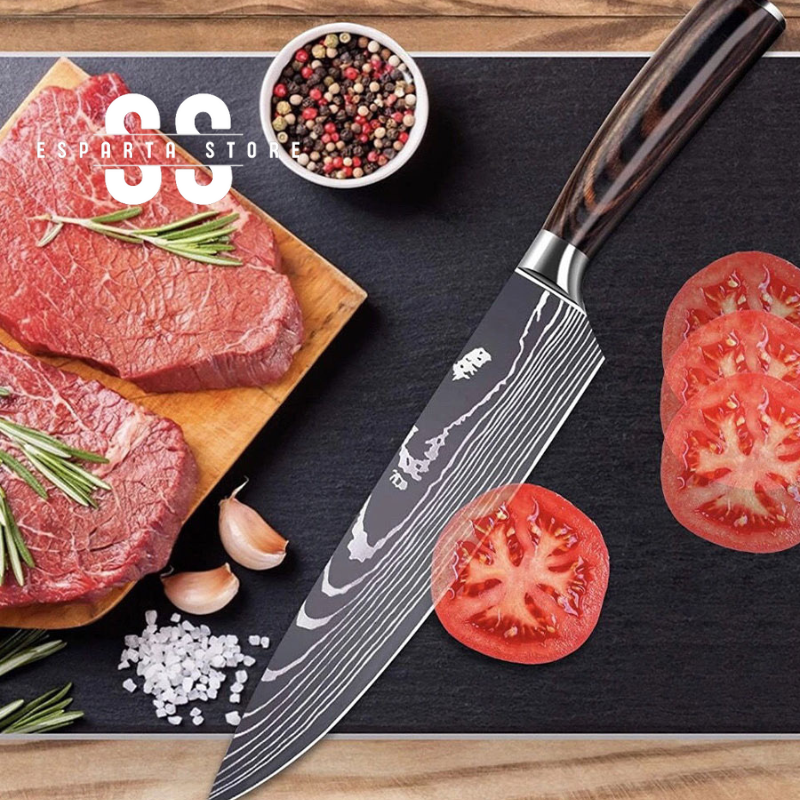 Cuchillo Profesional Acabado en Damasco • Cuchillo Chef Espartacus™