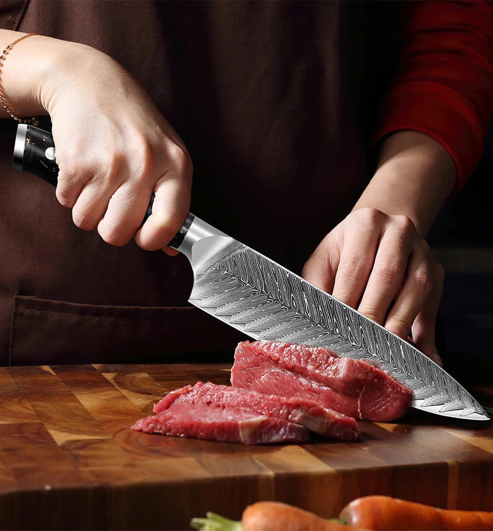 Cuchillo Profesional Finalizado en Damasco • Cuchillo Nero Espartacus™