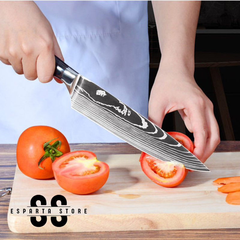 Cuchillo Profesional Acabado en Damasco • Cuchillo Chef Espartacus™