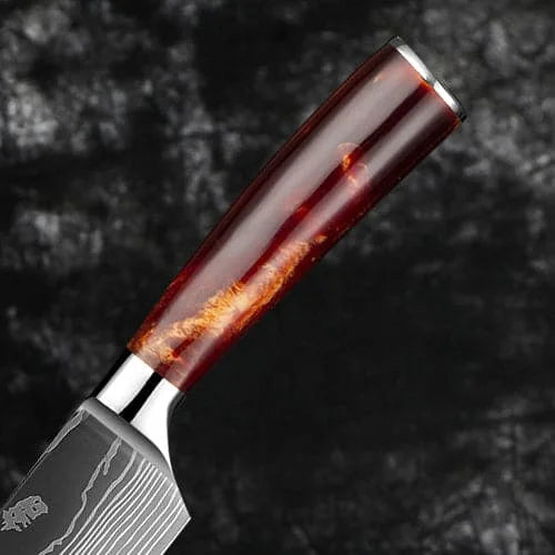 Cuchillo Profesional Acabado en Damasco • Cuchillo Chef Fire Espartacus™