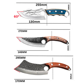 Kit de 3 Cuchillos Profesionales Forjados a Mano + 3 Fundas • Kit Grant Espartacus™