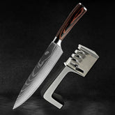 Kit Cuchillo Forjado + Afilador 4 en 1 Profesional • Kit Chef Premium Espartacus